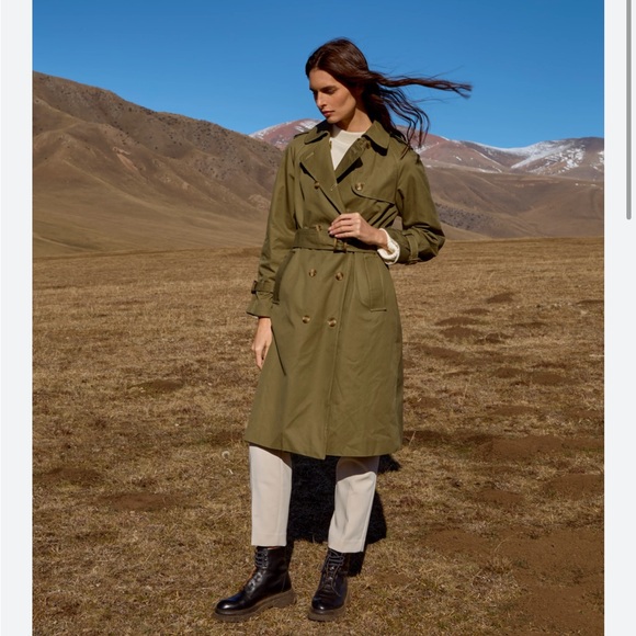 Together Jackets & Blazers - Vintage Together Olive Women's Trench Coat